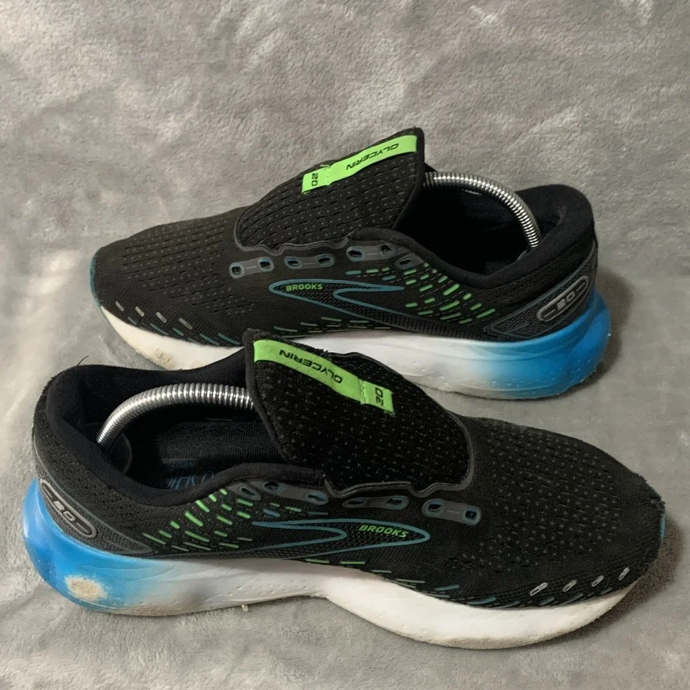 Brooks Glycerin 20 Men's Running Shoes 10 Black Blue Green Athletic Sneakers‎